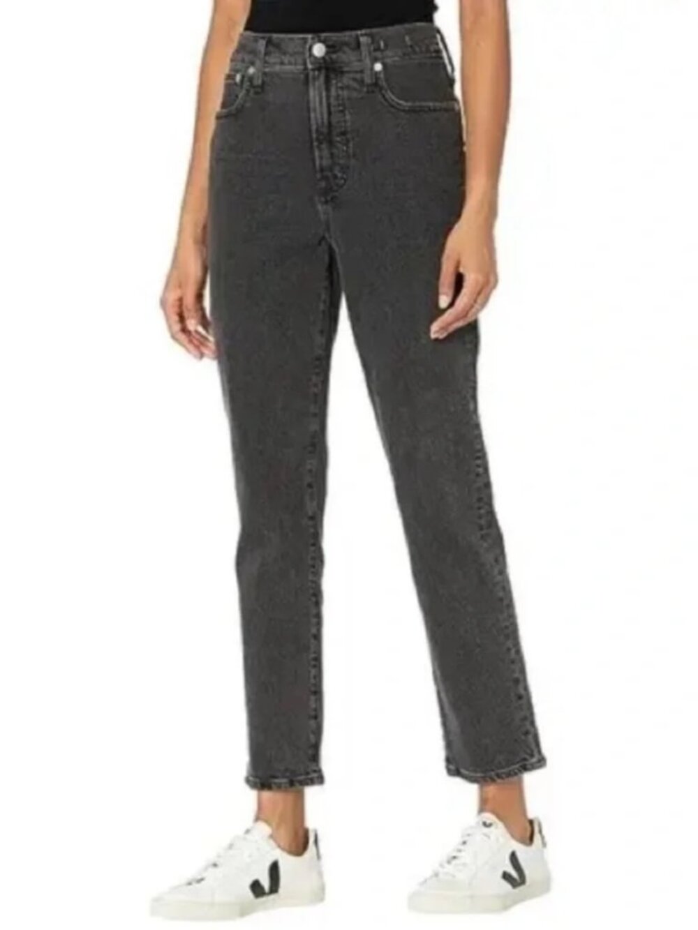 Madewell Perfect Vintage Jean Washed Black Size 24 High Rise Straight Crop